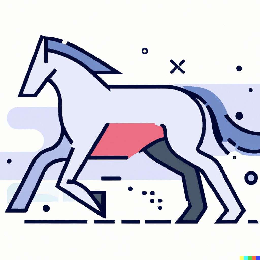a horse, modern flat design style illustration with line elements